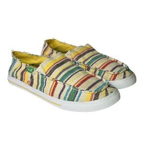 Sanuk Womens Multicolor Striped Slip On Round Toe Loafer Shoes Size US 5 EUR 37